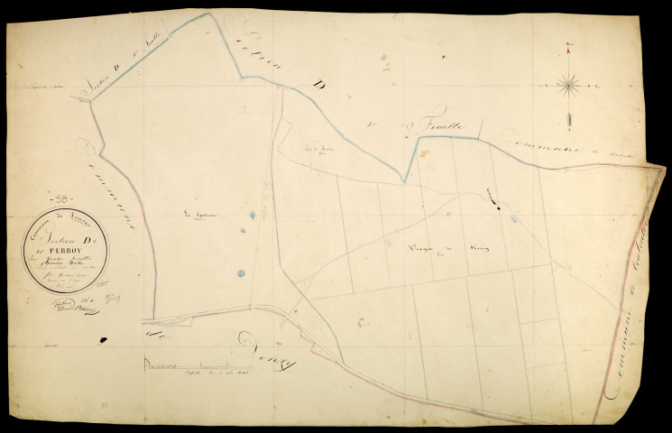 Perroy, cadastre ancien : plan parcellaire de la section D dite de Perroy, feuille 1