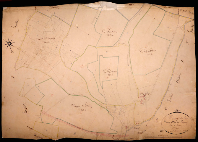 Tracy-sur-Loire, cadastre ancien : plan parcellaire de la section E dite de Tracy, feuille 2