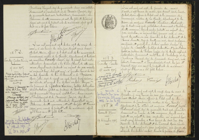 Tronsanges : actes d'état civil, table décennale.