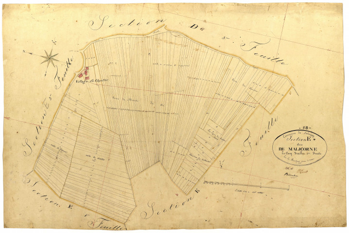 Colméry, cadastre ancien : plan parcellaire de la section E dite de Malicorne, feuille 4