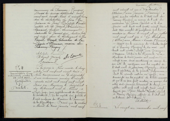 Frasnay-Reugny : actes d'état civil.