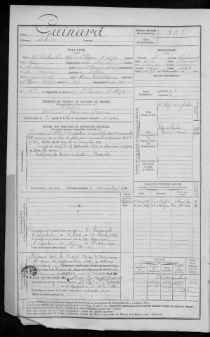 Bureau de Nevers, classe 1890 : fiches matricules n° 501 à 1000