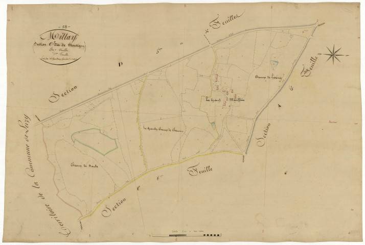 Millay, cadastre ancien : plan parcellaire de la section C dite de Montigny, feuille 7