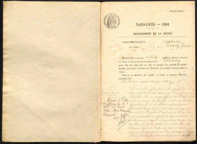 Tracy-sur-Loire : actes d'état civil.