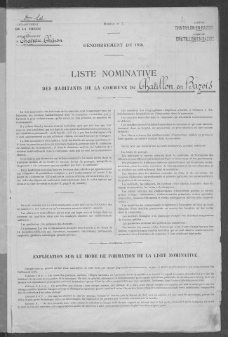Châtillon-en-Bazois : recensement de 1936