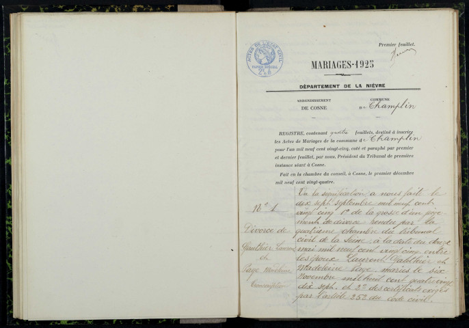 Champlin : actes d'état civil.