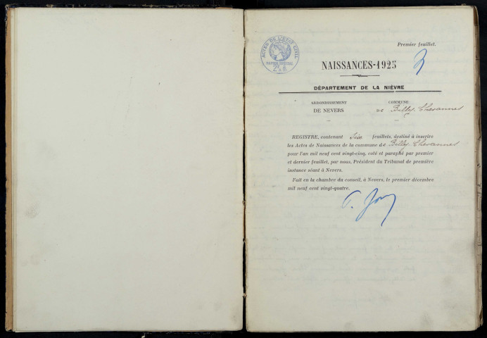 Billy-Chevannes : actes d'état civil.