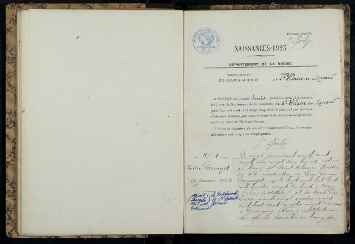 Saint-Hilaire-en-Morvan : actes d'état civil.