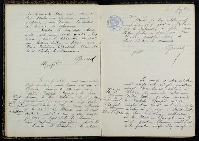 Saint-Aubin-des-Chaumes : actes d'état civil.