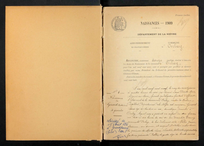 Onlay : actes d'état civil.