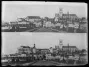 Plaques photographiques de Nevers : vues générales, Loire, pont, cathédrale, palais ducal, couvent Saint-Gildard