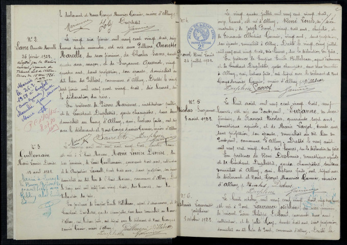 Alluy : actes d'état civil.