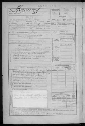 Bureau de Cosne, classe 1893 : fiches matricules n° 995 à 1495