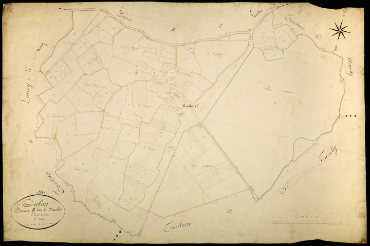 Oulon, cadastre ancien : plan parcellaire de la section B dite de Marolles, feuille 2