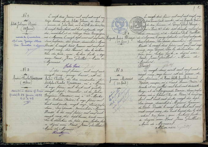 Myennes : actes d'état civil.