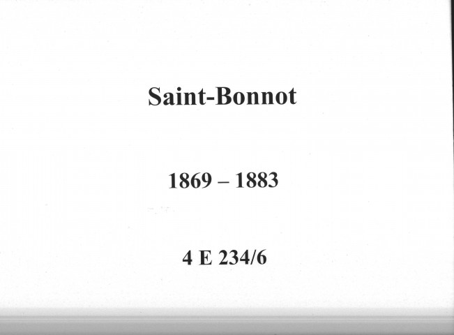 Saint-Bonnot : actes d'état civil.