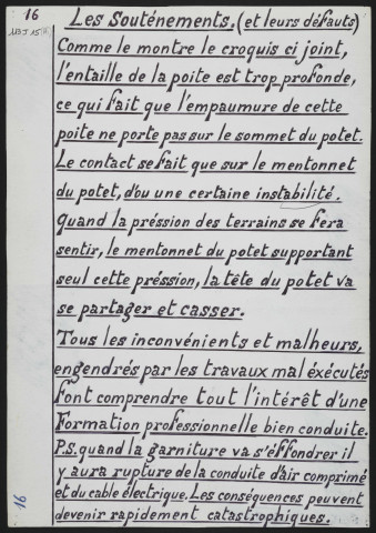 Soutènement en bois avec défauts de conception ou de réalisation.