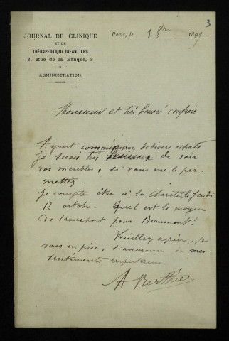 BERTHIER (A.), publiciste à L'Aurore : 7 lettres.