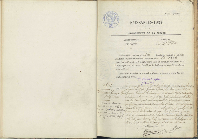 Saint-Père : actes d'état civil.