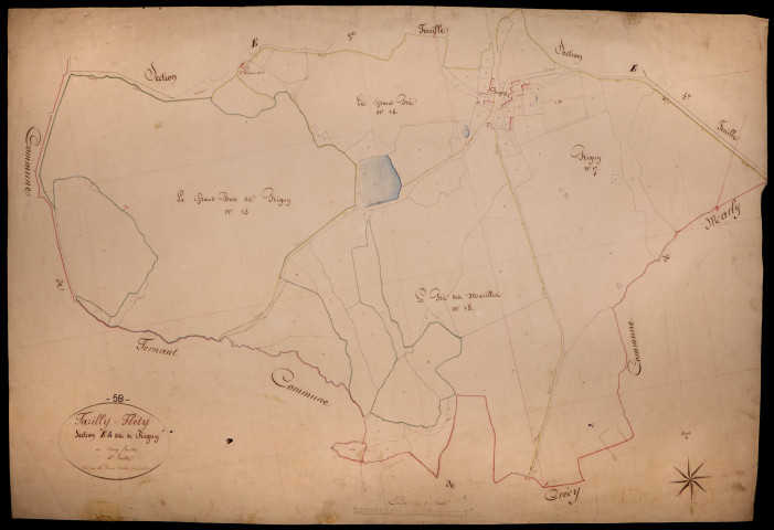 Tazilly, cadastre ancien : plan parcellaire de la section E dite de Rigny, feuille 4