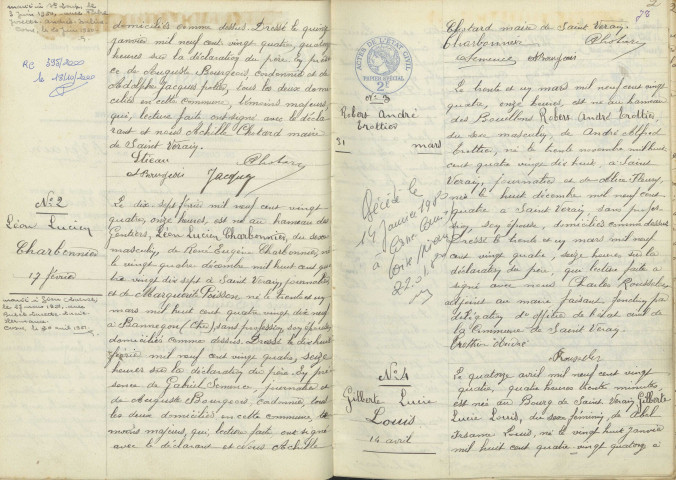 Saint-Vérain : actes d'état civil.