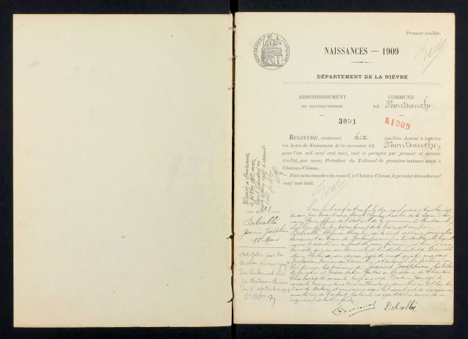 Montsauche-les-Settons : actes d'état civil.