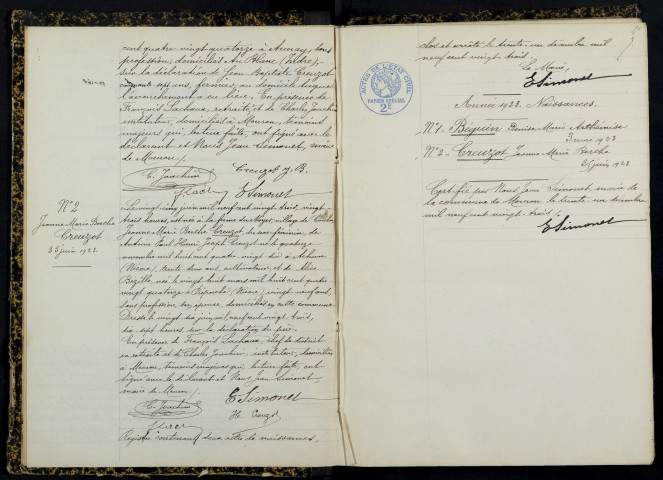 Mouron-sur-Yonne : actes d'état civil.