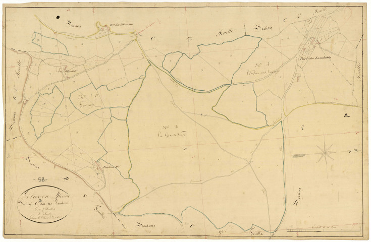 Glux-en-Glenne, cadastre ancien : plan parcellaire de la section C dite des Lamberts, feuille 2