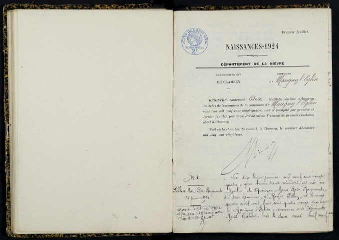 Marigny-l'Église : actes d'état civil.