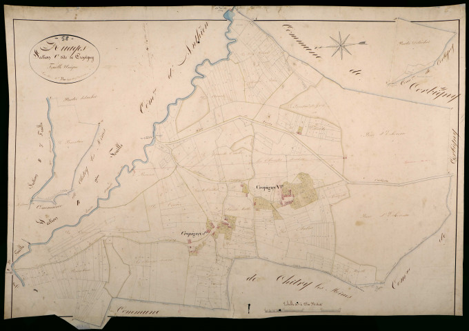 Ruages, cadastre ancien : plan parcellaire de la section C dite de Cropigny
