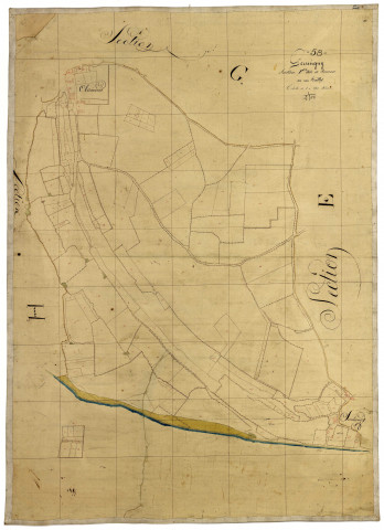 Germigny-sur-Loire, cadastre ancien : plan parcellaire de la section F dite de Rouesse