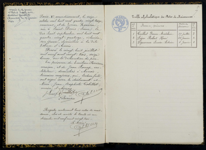 Asnois : actes d'état civil.