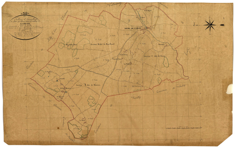 Garchy, cadastre ancien : tableau d'assemblage