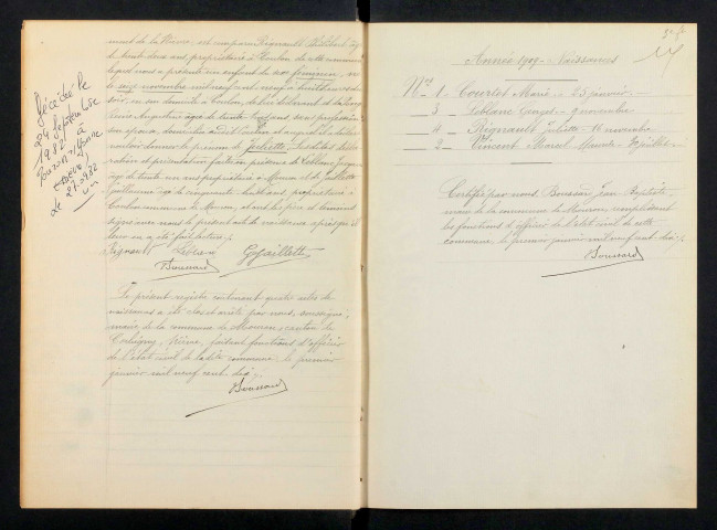 Mouron-sur-Yonne : actes d'état civil.