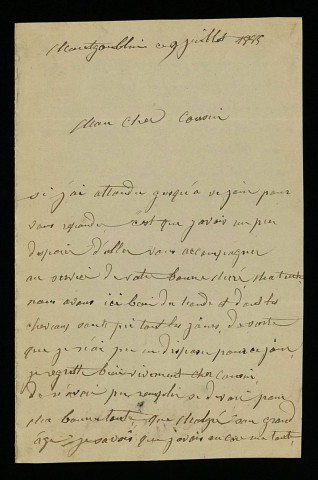 LEBLANC (Louis), domestique à Montgoublin, commune de Saint-Benin-d'Azy (Nièvre), cousin d'Achille Millien : 1 lettre.