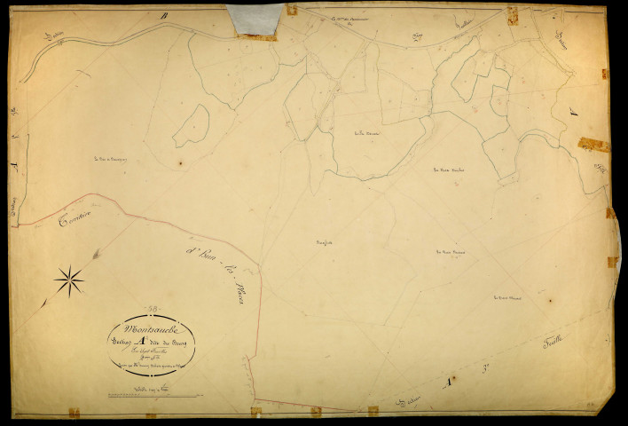 Montsauche-les-Settons, cadastre ancien : plan parcellaire de la section A dite du Bourg, feuille 2