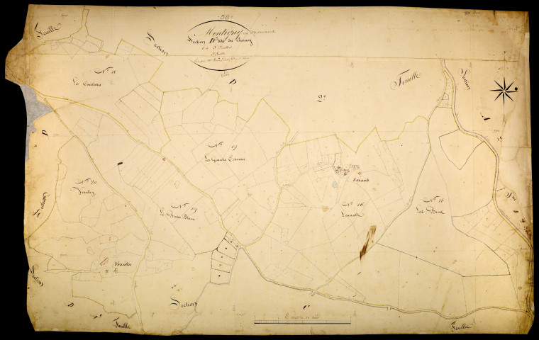 Montigny-en-Morvan, cadastre ancien : plan parcellaire de la section D dite du Charnoy , feuille 2