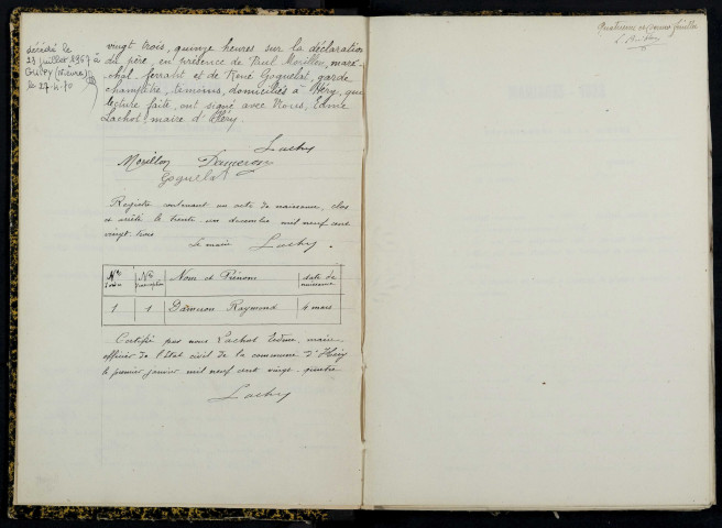 Héry : actes d'état civil.