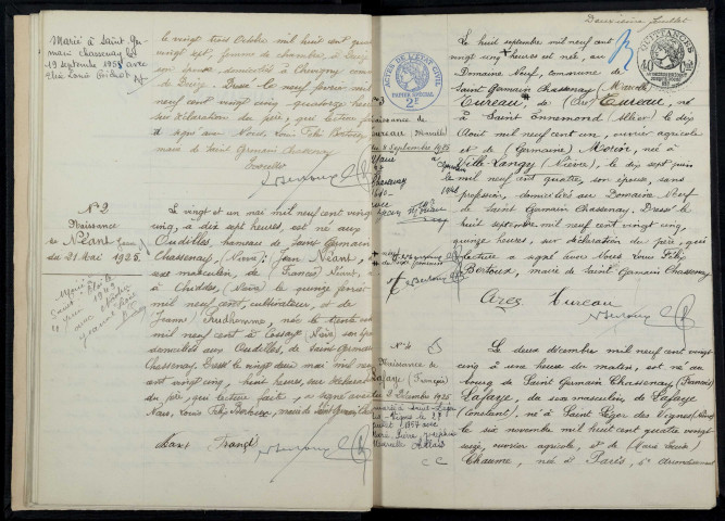 Saint-Germain-Chassenay : actes d'état civil.