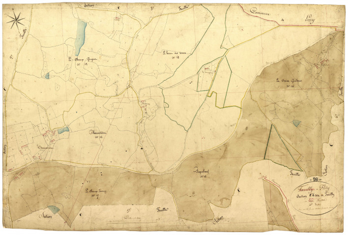 Fléty, cadastre ancien : plan parcellaire de la section C dite de Tazilly, feuille 4