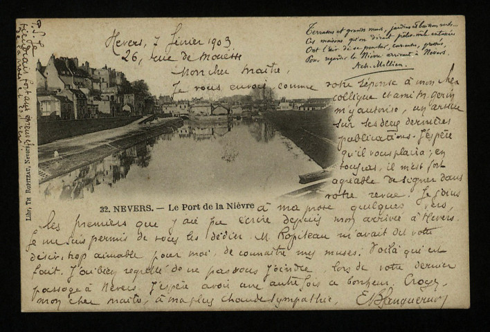 BLANGUERNON (Edmond), professeur à Nevers : 1 carte postale illustrée.