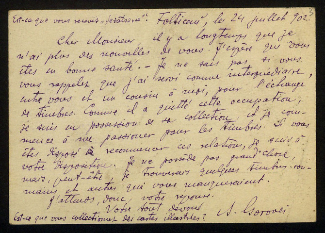 GOROVEI (Arthur), folkloriste roumain : 7 lettres, 1 carte postale illustrée.