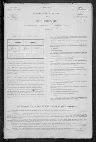 Gâcogne : recensement de 1891