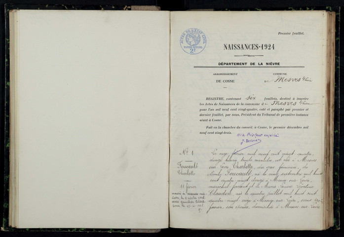 Mesves-sur-Loire : actes d'état civil.