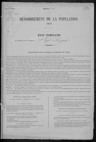 Saint-Léger-de-Fougeret : recensement de 1876