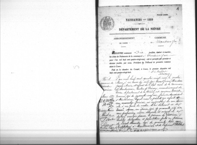 Montenoison : actes d'état civil.