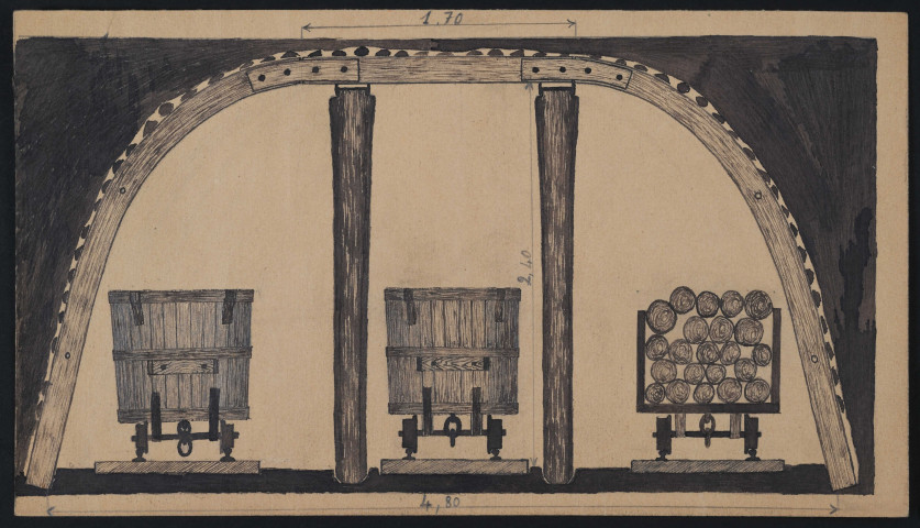 Cadre 3 branches, fer I.