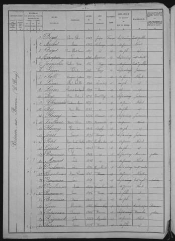 Brinon-sur-Beuvron : recensement de 1906
