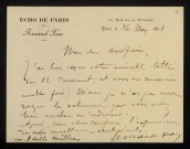 XAU (Fernand), publiciste (1852-1899) : 3 lettres.