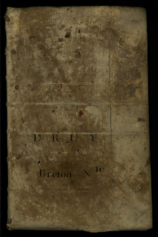 Fief de Druy : terrier reçu par Gabriel Breton, notaire à Decize, avec table nominative.